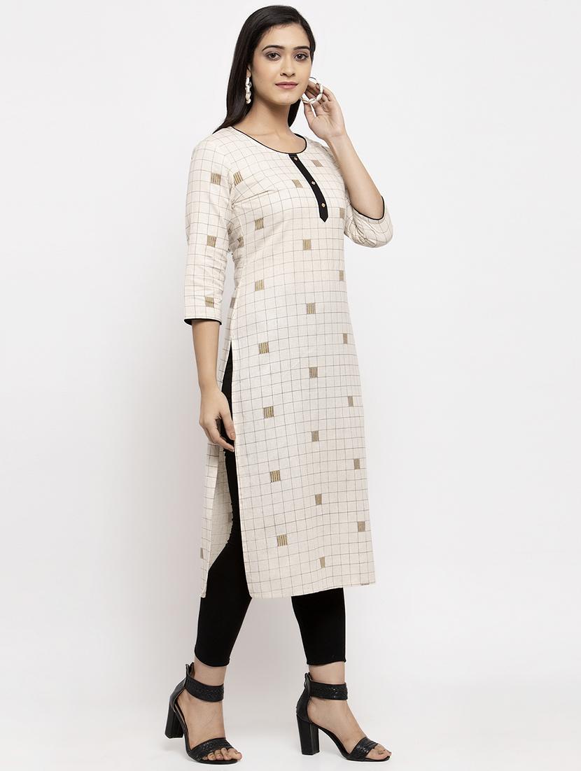 checkered straight kurta - 17424943 - Zoom Image - 2