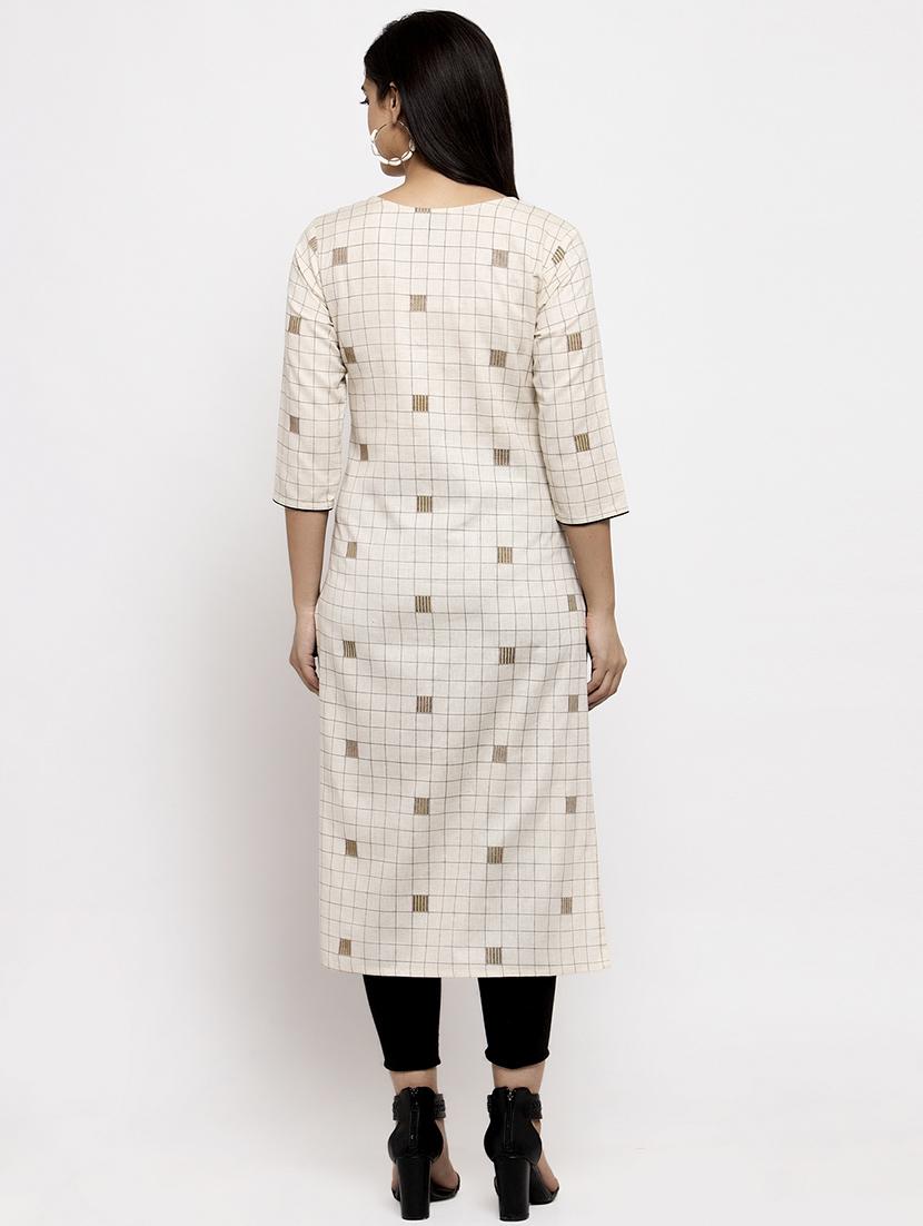 checkered straight kurta - 17424943 - Zoom Image - 3