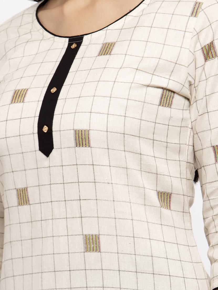 checkered straight kurta - 17424943 - Zoom Image - 5