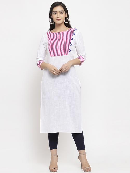 striped straight kurta - 17424944 - Standard Image - 1