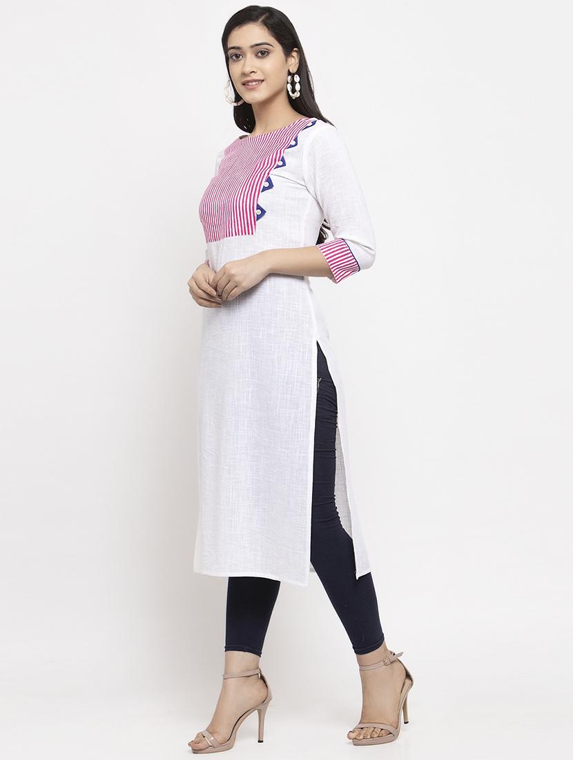 striped straight kurta - 17424944 - Zoom Image - 2