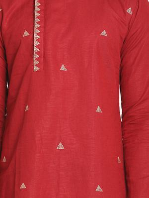 red embroidered long kurta - 17424946 - Standard Image - 4