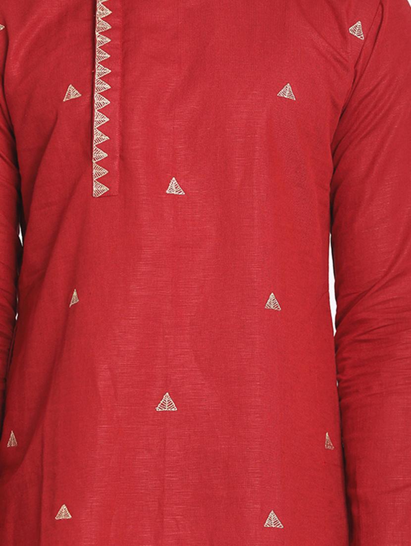 red embroidered long kurta - 17424946 - Zoom Image - 4