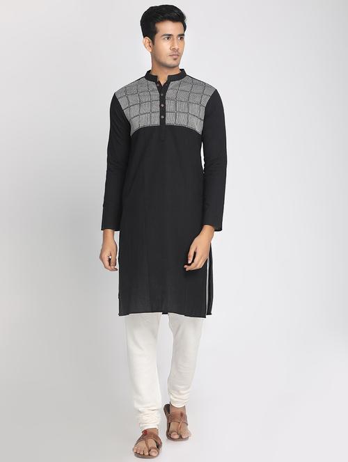 black checkered long kurtas kurta - 17424955 - Standard Image - 1