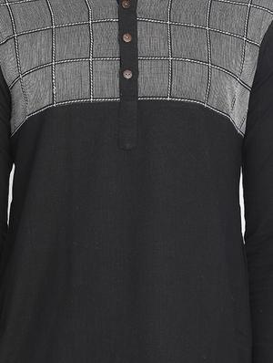 black checkered long kurtas kurta - 17424955 - Standard Image - 4