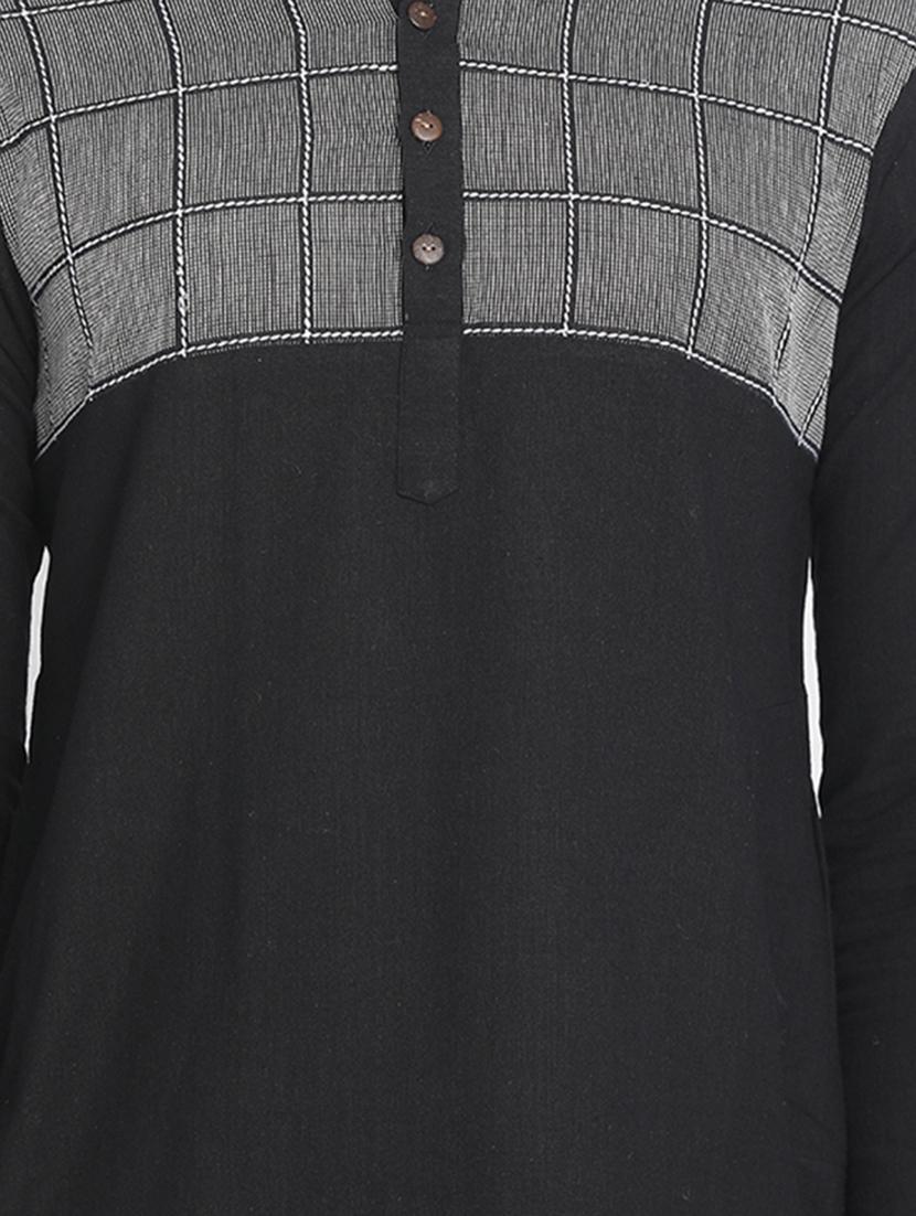 black checkered long kurtas kurta - 17424955 - Zoom Image - 4