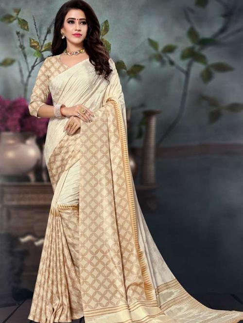 geometrical printed saree with blouse - 17425016 - Standard Image - 1