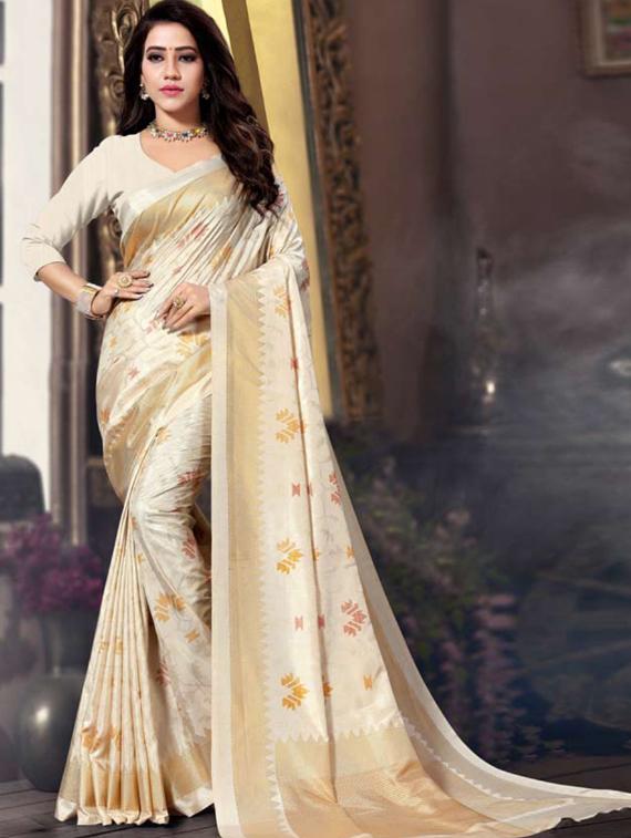 floral banarasi saree with blouse - 17425018 - Zoom Image - 1