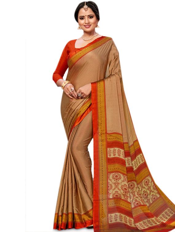 bordered printed saree with blouse - 17425027 - Zoom Image - 1