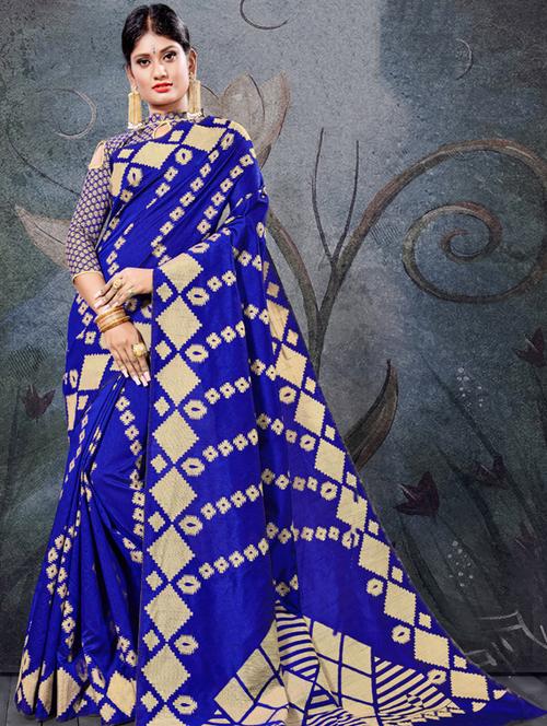 geometrical woven saree with blouse - 17425046 - Standard Image - 1