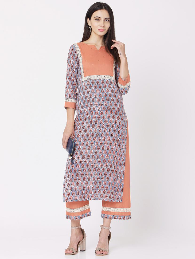 printed kurta palazzo set - 17425156 - Zoom Image - 1