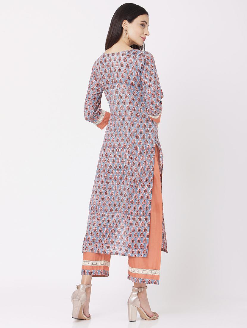 printed kurta palazzo set - 17425156 - Zoom Image - 3