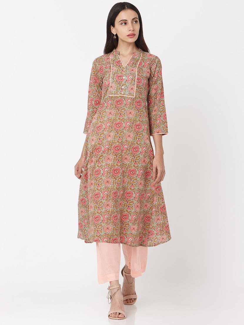 floral kurta palazzo set - 17425158 - Zoom Image - 1