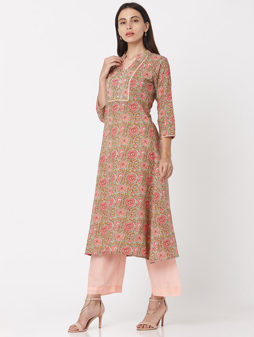 floral kurta palazzo set - 17425158 - Zoom Image - 2
