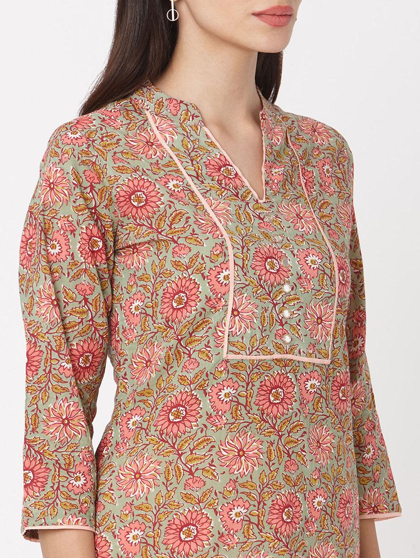 floral kurta palazzo set - 17425158 - Zoom Image - 4