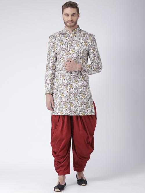 off white printed sherwani set - 17425283 - Standard Image - 1