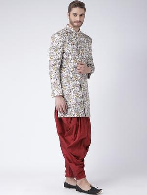 off white printed sherwani set - 17425283 - Standard Image - 2
