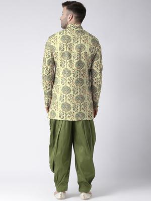 yellow printed sherwani set - 17425286 - Standard Image - 3