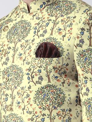 yellow printed sherwani set - 17425286 - Standard Image - 5