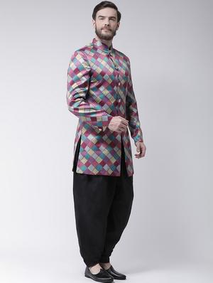 multicolored checkered sherwani set - 17425298 - Standard Image - 2