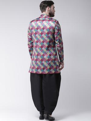 multicolored checkered sherwani set - 17425298 - Standard Image - 3