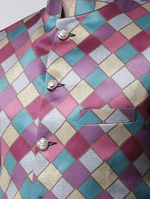 multicolored checkered sherwani set - 17425298 - Standard Image - 4