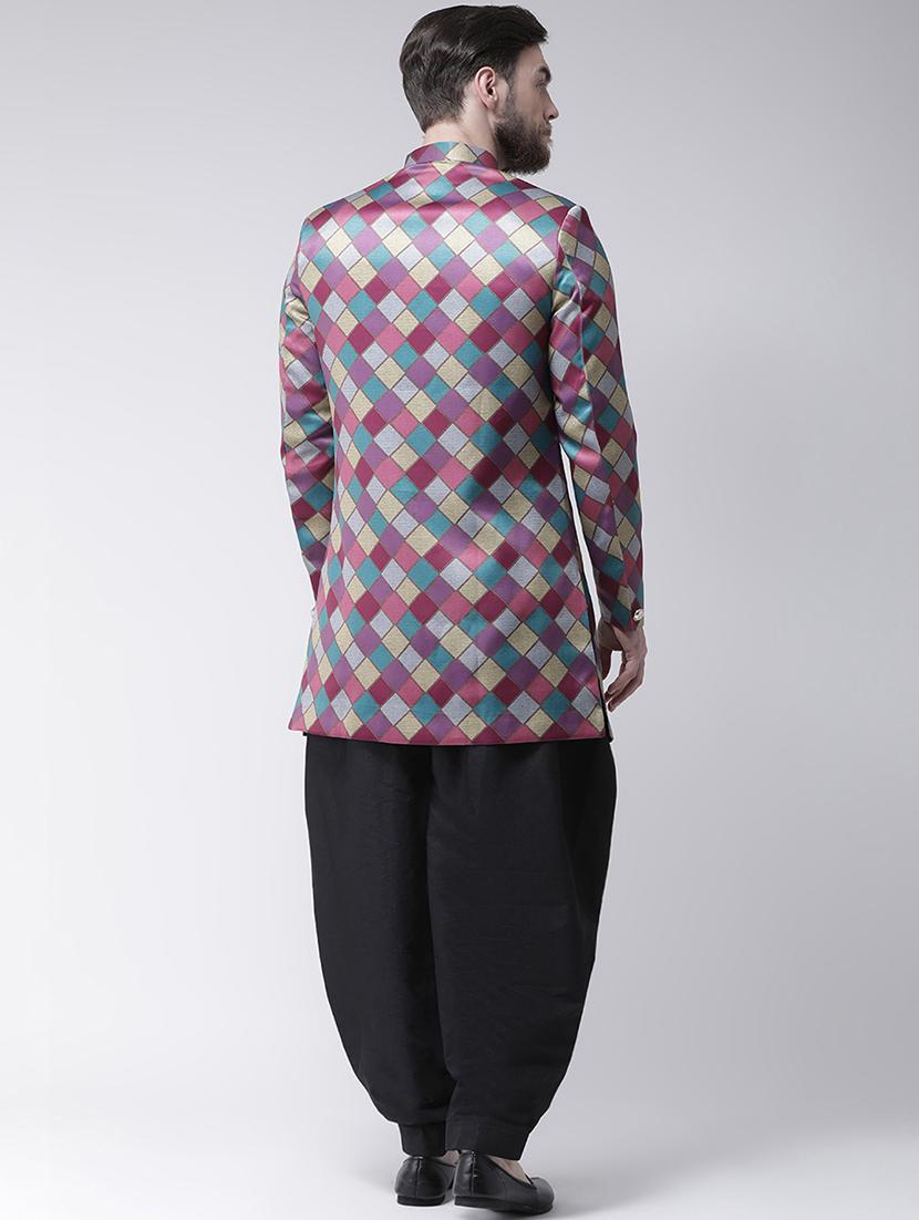 multicolored checkered sherwani set - 17425298 - Zoom Image - 3