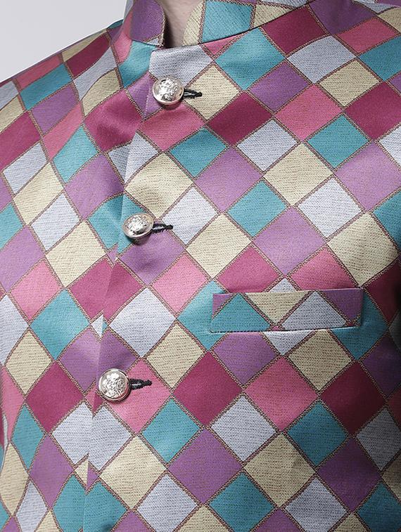 multicolored checkered sherwani set - 17425298 - Zoom Image - 4