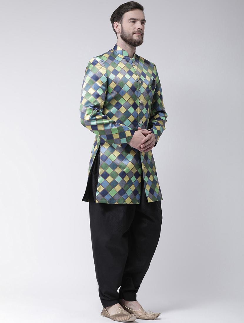 green checkered sherwani set - 17425301 - Zoom Image - 2