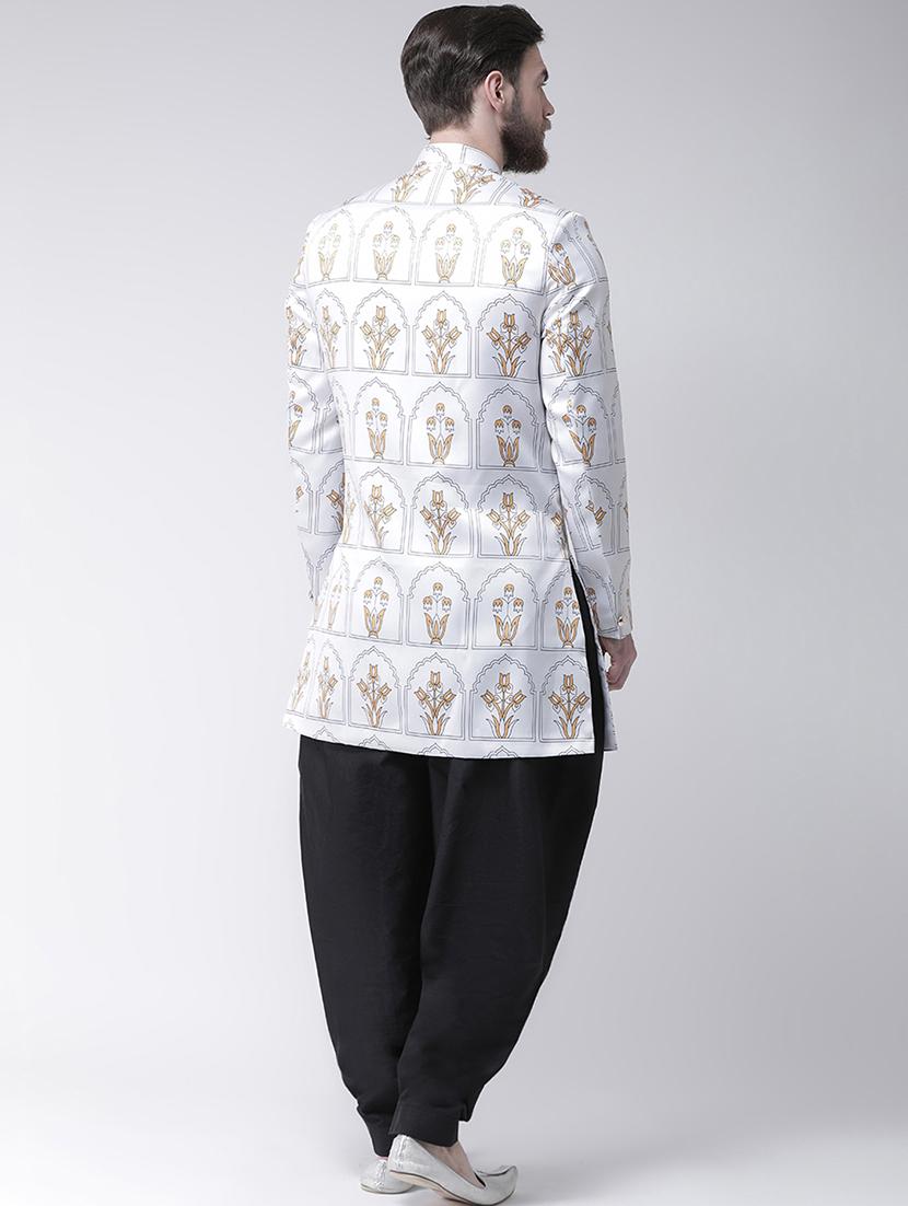 white printed sherwani set - 17425302 - Zoom Image - 3