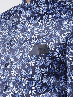 navy blue printed sherwani set - 17425319 - Standard Image - 5