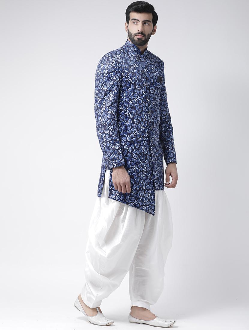 navy blue printed sherwani set - 17425319 - Zoom Image - 2