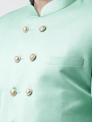 sea green solid sherwani set - 17425320 - Standard Image - 5