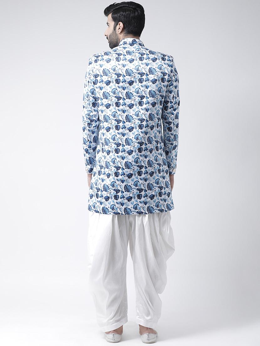 white printed sherwani set - 17425322 - Zoom Image - 3
