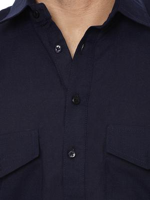 navy blue solid pathani set - 17425361 - Standard Image - 5
