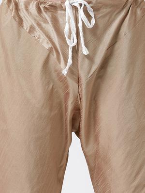 khakhi solid silk blend kurta pyjama set - 17425401 - Standard Image - 4