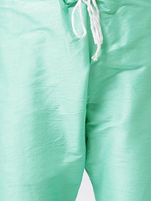 sea green solid silk blend kurta pyjama set - 17425403 - Standard Image - 5