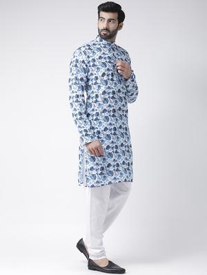 blue printed kurta pyjama set - 17425410 - Standard Image - 2