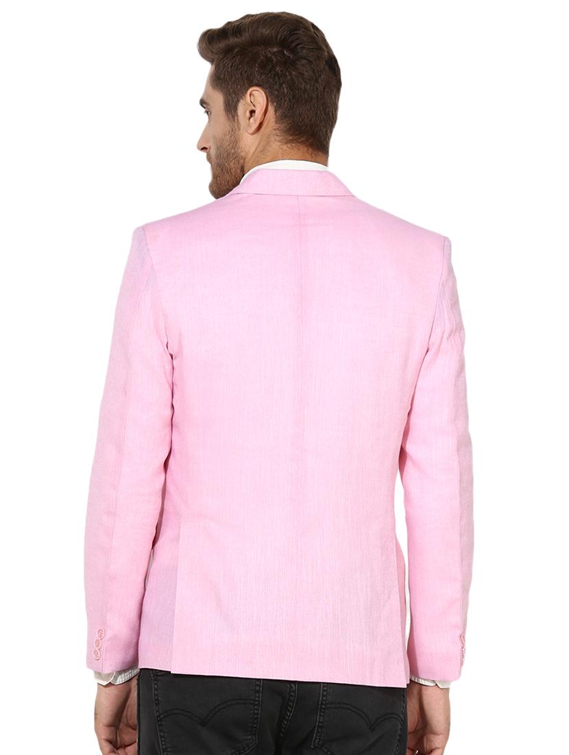 pink solid linen single breasted casual blazer - 17425416 - Zoom Image - 3