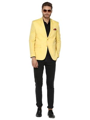 yellow solid linen single breasted casual blazer - 17425418 - Standard Image - 4