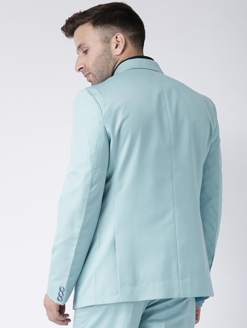light blue solid single breasted casual blazer - 17425426 - Zoom Image - 3