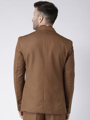 brown solid single breasted casual blazer - 17425428 - Standard Image - 3