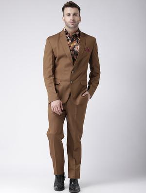 brown solid single breasted casual blazer - 17425428 - Standard Image - 4