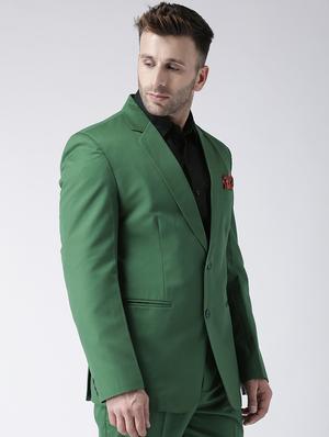 bottle green single breasted casual blazer - 17425429 - Standard Image - 2