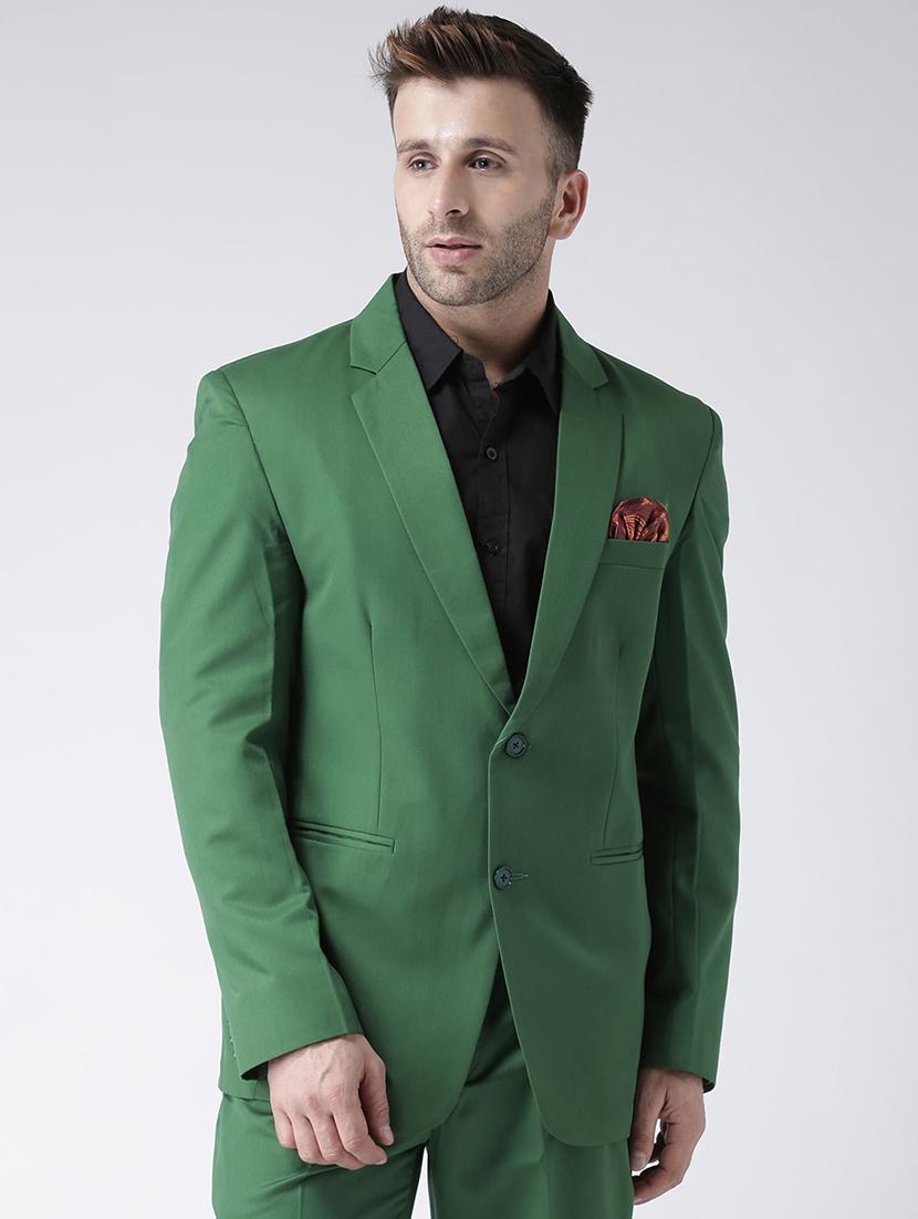 bottle green single breasted casual blazer - 17425429 - Zoom Image - 1