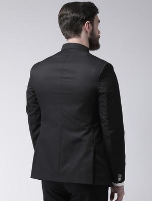 black solid bandhgala formal blazer - 17425432 - Standard Image - 3