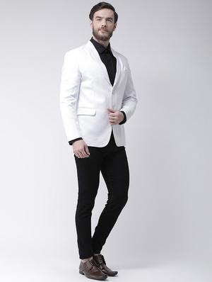 white solid single breasted formal blazer - 17425433 - Standard Image - 4