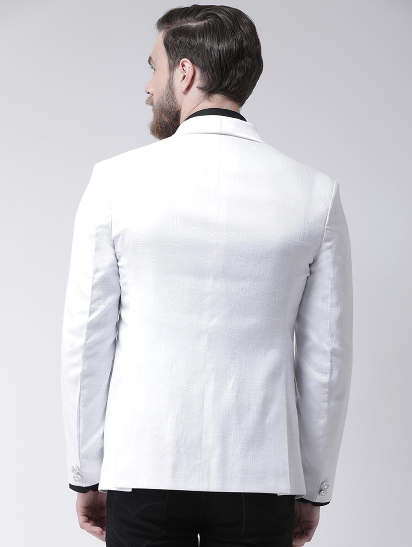 white solid single breasted formal blazer - 17425433 - Zoom Image - 3