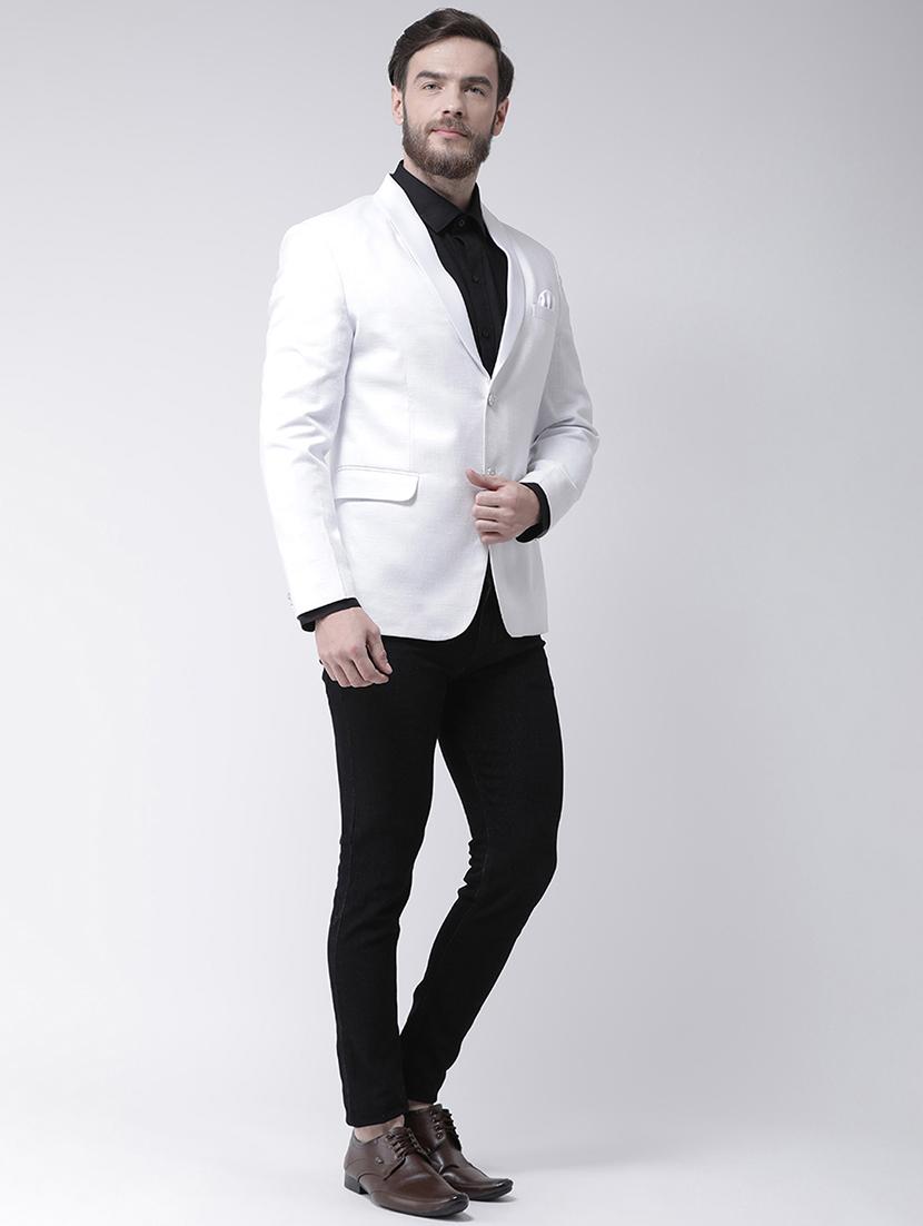 white solid single breasted formal blazer - 17425433 - Zoom Image - 4