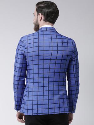 blue checkered single breasted casual blazer - 17425437 - Standard Image - 3